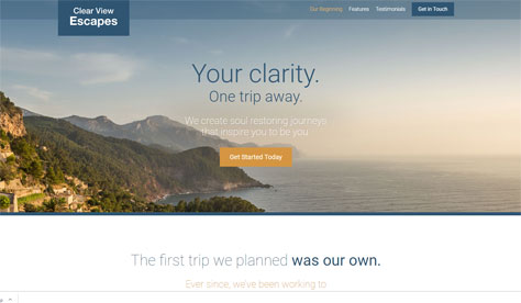 Link to ClearView Escapes, a fake travel agency site